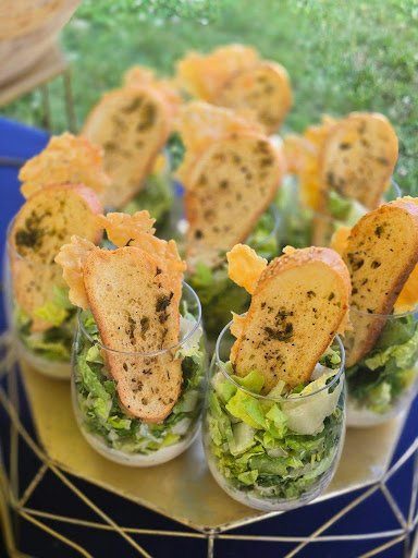 Tasty Table Catering Salad Shooters BBQ Cocktail Hour Caesar Salad Croutons