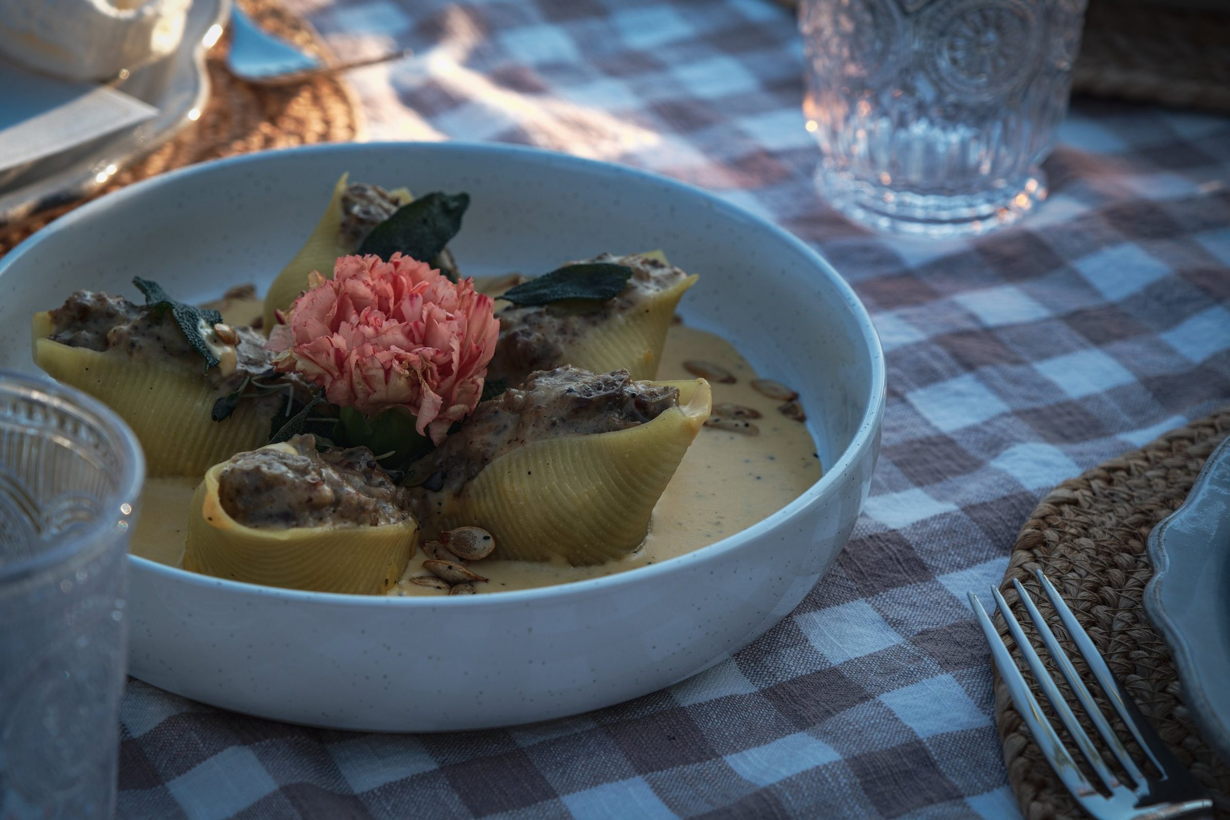 Tasty Table - Event Catering - Gourmet Dinner - Shells - Pasta Meal - Culinary - Pumpkin Stuffed Shells - Fall Theme - Farm to Table