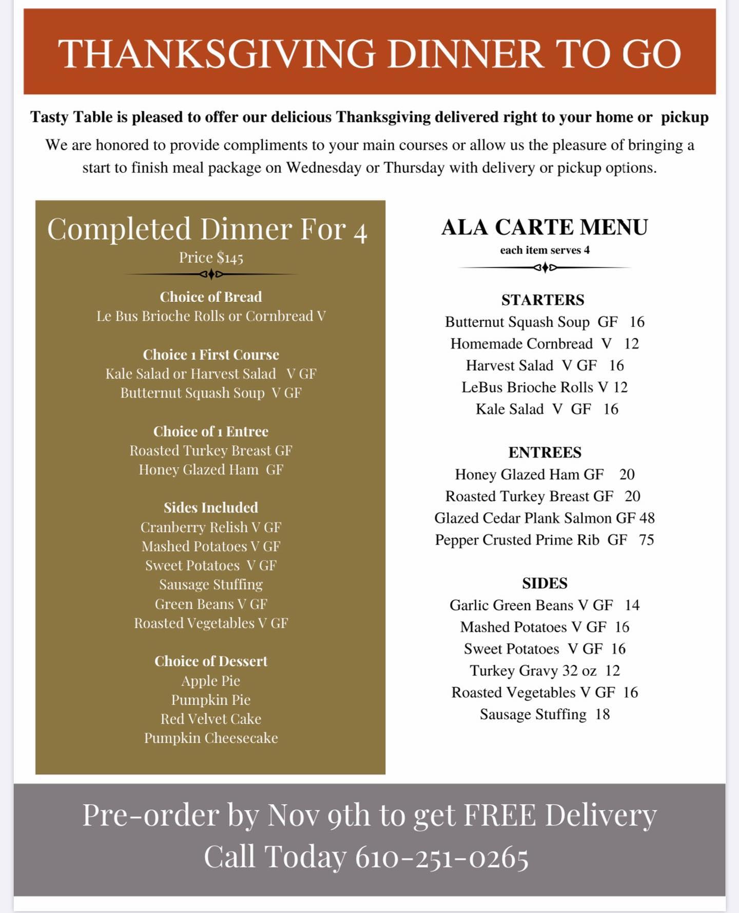 Thanksgiving Dinner Catering Philadelphia 2020