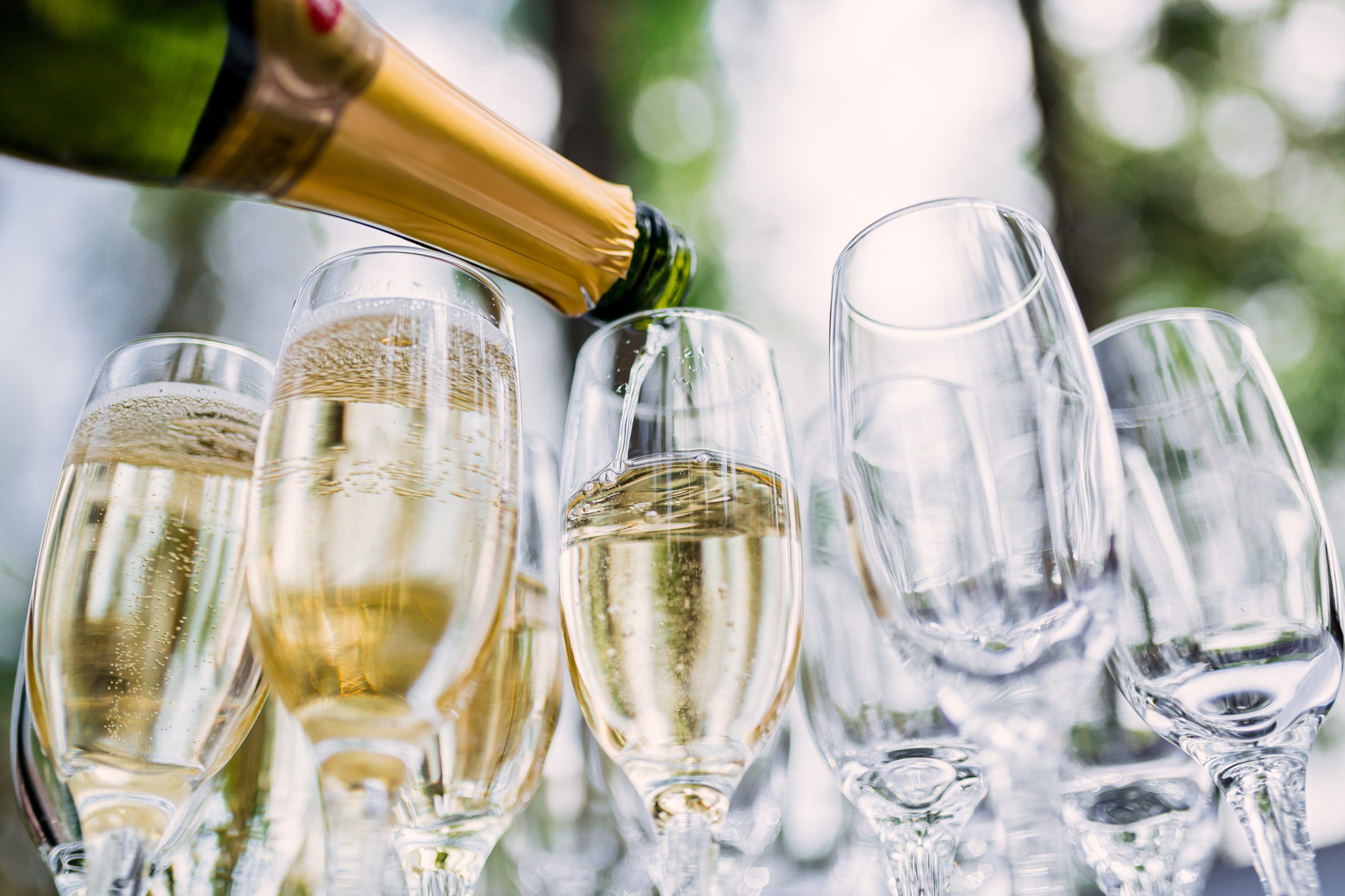 wedding bar reception pouring champagne catering service